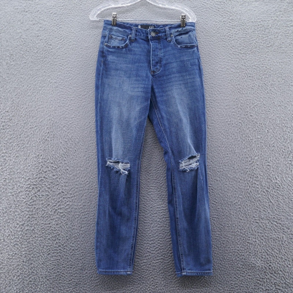 Kut from the Kloth Womens Juliet Slouchy Boyfriend Jean 2 Blue Button Fly Ripped
